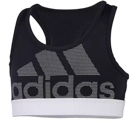 NWT Adidas Girls Climacool Don’t Rest Mesh Logo Sports Bra In Black/White - Picture 3 of 7